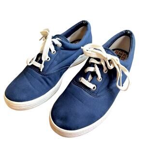 Keds Navy Blue & White Lace-Up Boat Shoe Sneakers Women’s US 8
